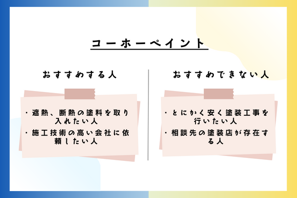 コーホーペイントをおすすめできる人・おすすめできない人