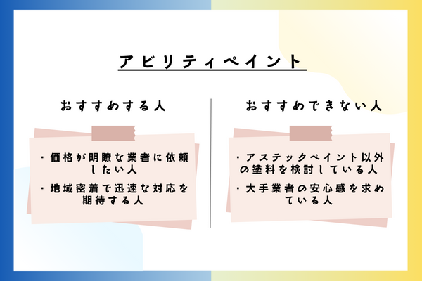 アビリティペイントをおすすめできる人・おすすめできない人