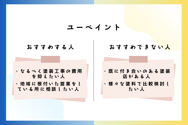 ユーペイントをおすすめできる人・おすすめできない人