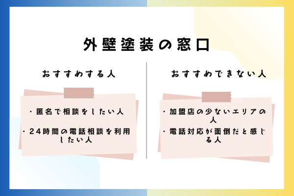 外壁塗装の窓口をおすすめできる人・おすすめできない人