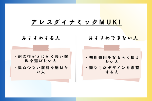 アレスダイナミックMUKIをおすすめできる人・おすすめできない人