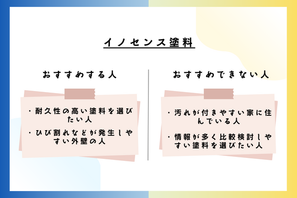 イノセンス塗料をおすすめできる人・おすすめできない人