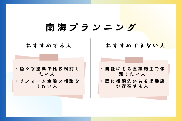南海プランニングをおすすめできる人・おすすめできない人