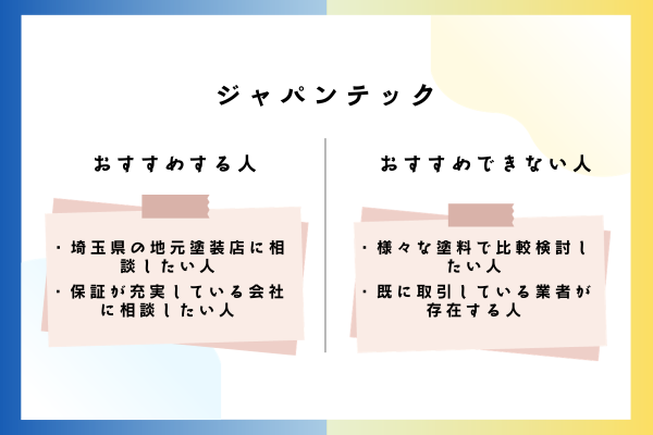 ジャパンテックをおすすめできる人・おすすめできない人