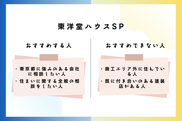 東洋堂ハウスSPをおすすめできる人・おすすめできない人