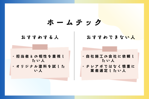 ホームテックをおすすめできる人・おすすめできない人