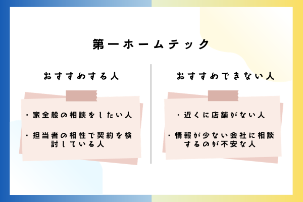 第一ホームテックをおすすめできる人・おすすめできない人
