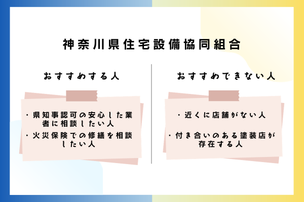 神奈川県住宅設備協同組合をおすすめできる人・おすすめできない人